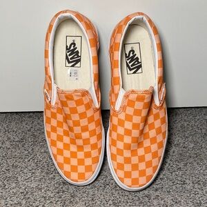 Vans Orange Checkered Slip-On Sneakers
